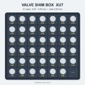 جعبه شیم سوپاپ موتور XU7 با ۴۱ سایز از 2.00 تا 4.00 میلیمتر